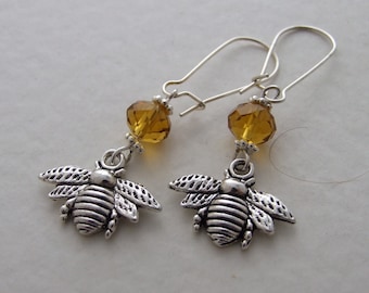 Bee and Honey Earrings Silver Plated Earrings