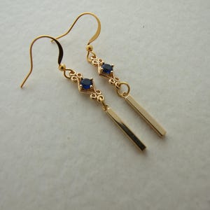 Art Deco Style Earrings with Gold Bar Stick Dangle Earrings