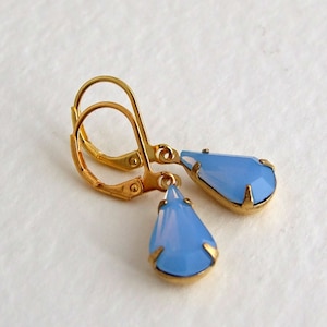 Blue Opal Earrings ... teardrop earrings, cornflower blue, pastel earrings