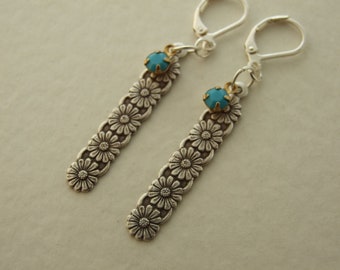 Art Deco Earrings .. deco earrings, vintage style earrings, blue earrings, long earrings