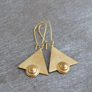 Triangle Earrings .. art deco earrings, geometric earrings, gold earrings, Egyptian image 2