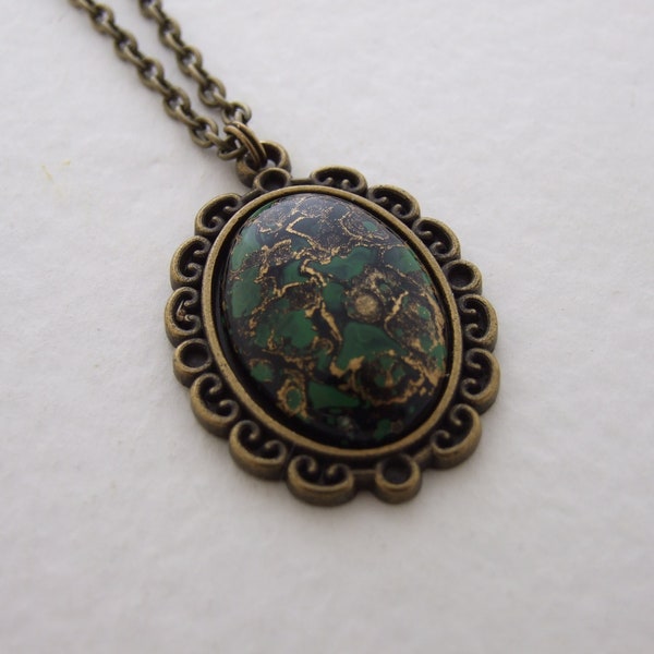 Vintage Style Pendant, Art Nouveau Necklace, Victorian Style Pendant