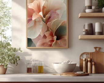 Abstract Floral Print, Soft Peach Flower Art, Feminine Home Decor (Digital Download)