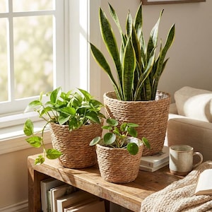 May include: A set of three ceramic mugs with a speckled, matte finish. The mugs are in shades of cream, light brown, and dark brown. Each mug has a simple, minimalist design and a rounded handle. The mugs are likely for coffee or tea.