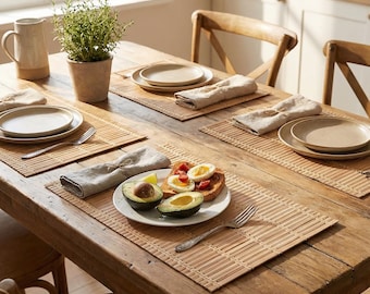Natural bamboo placemat set , measuring 17.7 inches x 11.8 inches
