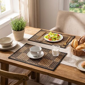Bamboo woven placemat set – natural and eco-friendly placemats, heat-resistant and easy to clean