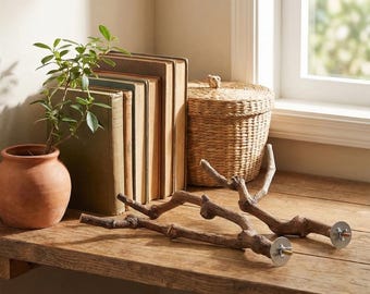 Natural grapevine bird perch, 9-inch wooden branches, with wing nuts