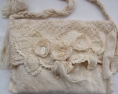 Tattered Victorian Bag French Shabby Bridal Crochet Doily purse BoHo Romantic Vintage style Creams  Upcycled Vintage finds