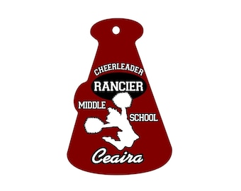 Cheerleader Megaphone Bag Tag, Cheer Bag Tag, Megaphone Bag Tag, Personalized Luggage Tag, Team Tag, Cheer Tag