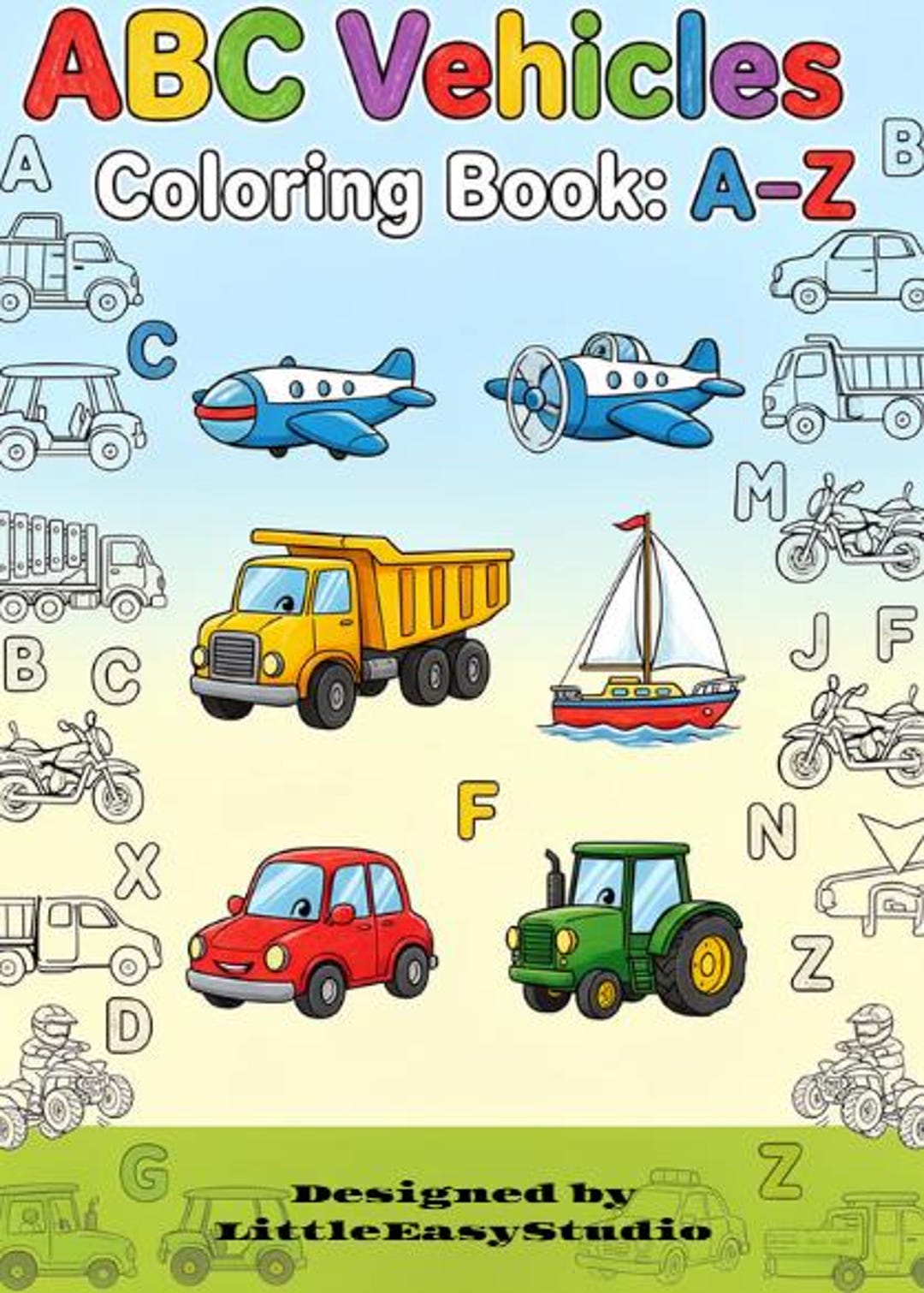 ABC Vehicles Coloring Book – Alphabet Learning, Kids Ages 3-6 (A4 PDF ...