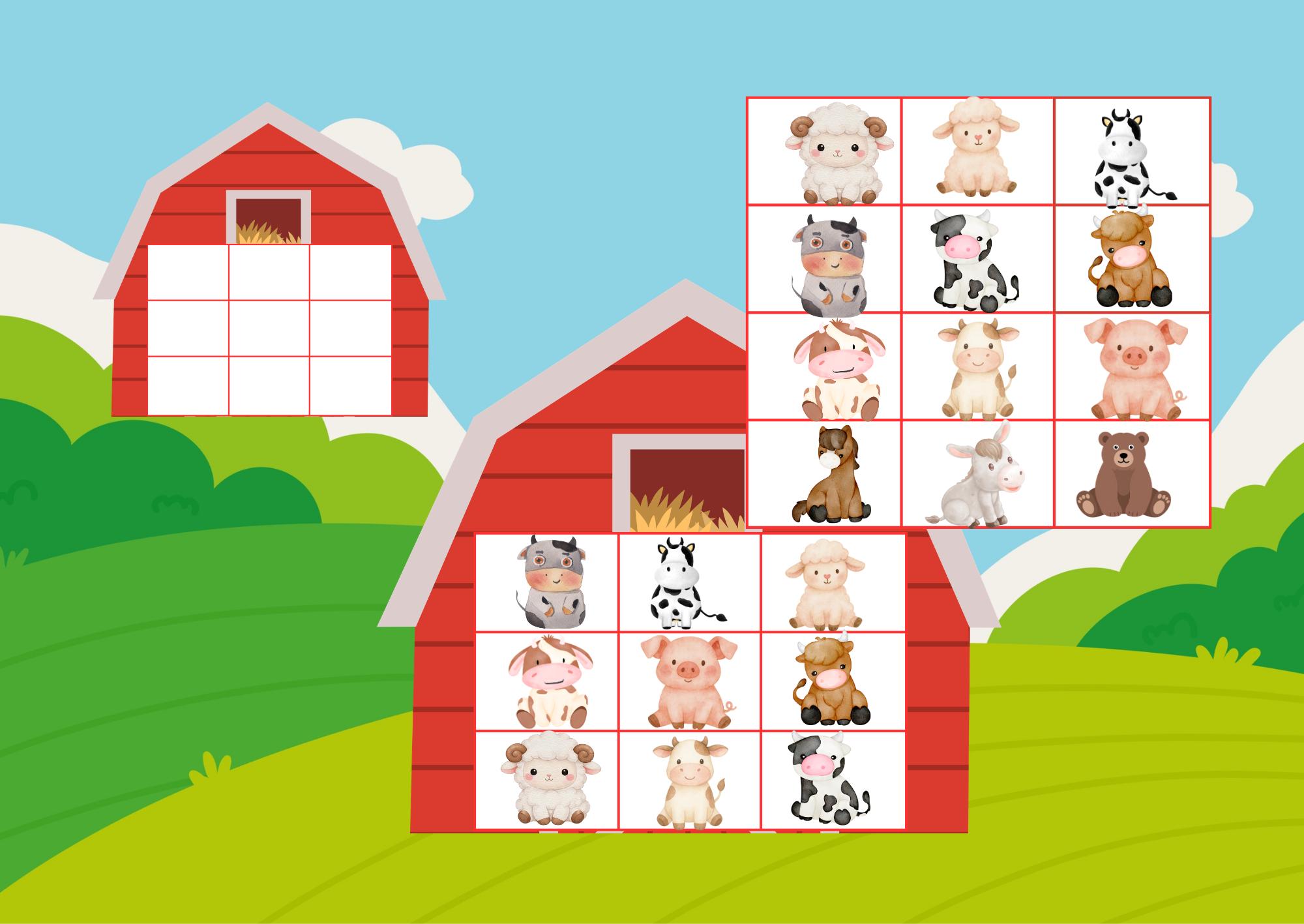 Farm Animal Matching Game: Toddler Busy Book, Preschool Learning ...