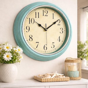 大型ヴィンテージ壁掛け時計 レトロ静音クォーツ アンティークスタイル リビングルーム、キッチン、寝室、バスルームの素朴なホームデコレーションに最適な壁掛けアート