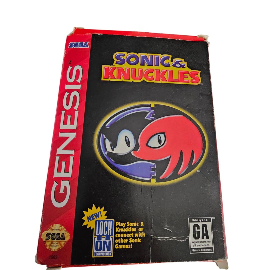 Sega Genesis Sonic & Knuckles Video Game Cartridge Box Manual Lock-on ...