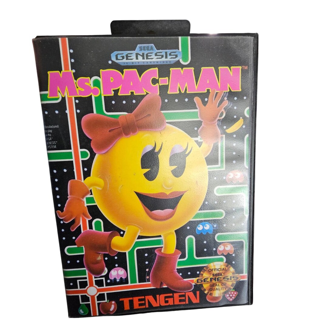 Ms Pac-man Sega Genesis Game Tengen 16-bit Cartridge With Case and ...