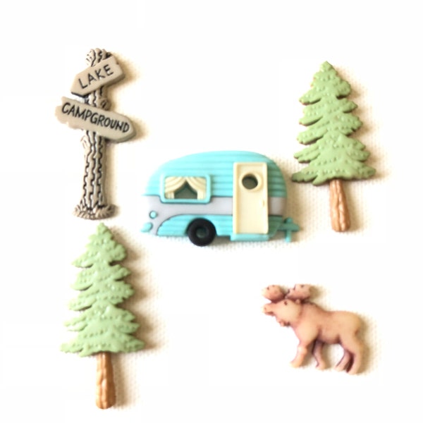 Camping Magnets, Going Camping Magnets, Camper Magnets, Camping Themed Magnets, Into the Woods Magnets, Moose, Trees, Campground