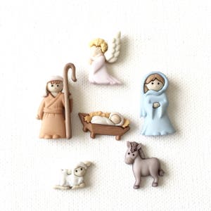 Nativity Magnets, Miniature Manger Scene, Baby Jesus, Mary, Joseph, Refrigerator Magnet, Fridge, Christmas Décor image 2