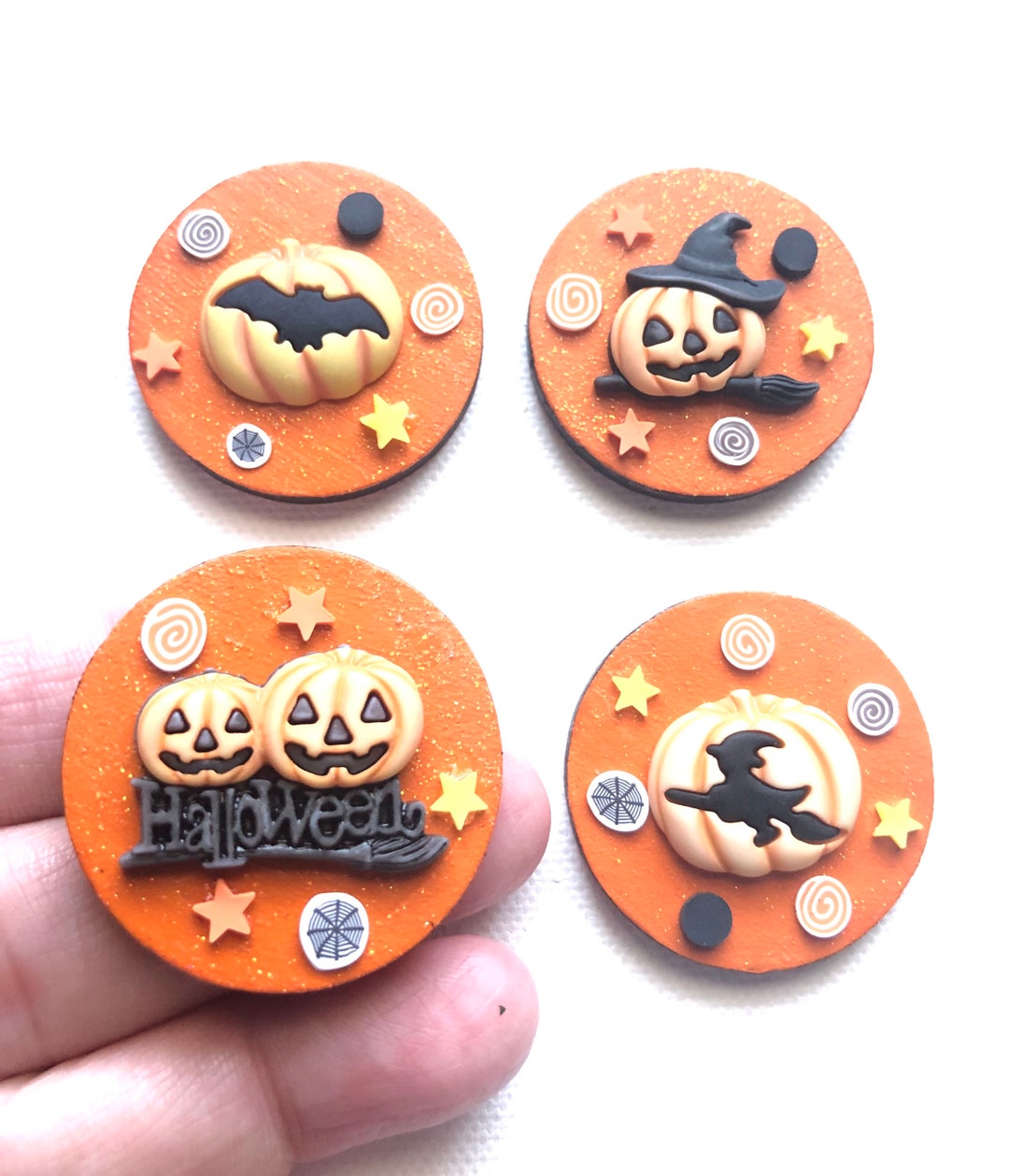Halloween Magnets, Jack O Lantern, Pumpkin, Hand Painted, Handmade ...