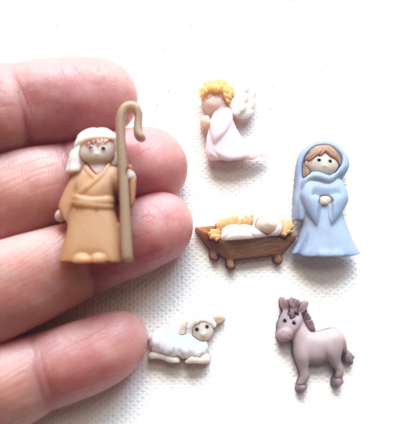 Nativity Magnets, Miniature Manger Scene, Baby Jesus, Mary, Joseph, Refrigerator Magnet, Fridge, Christmas Décor image 1