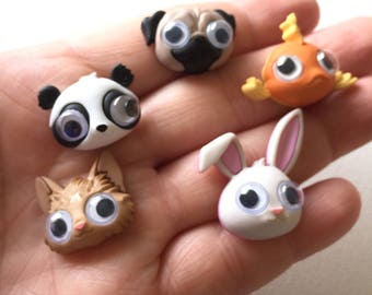 Googly Eyed Pet Magnets, Pug, Bunny, Fish, Panda, Cats, Crazy Eye Animals, Fridge, Refrigerator, White Board, Magnetic Calendar