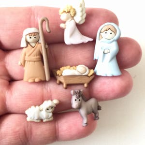 Nativity Magnets, Miniature Manger Scene, Baby Jesus, Mary, Joseph, Refrigerator Magnet, Fridge, Christmas Décor image 3