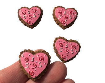 Heart Shape Cookie Magnets Pushpins, Valentine's Day, Baked Goods, Frosted Cookie, Magnetic Calendar