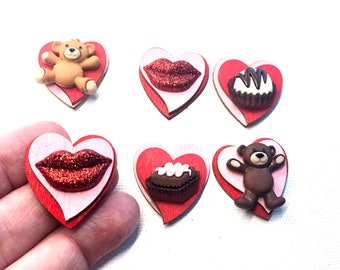 Valentine Day Magnets, Teddy Bears, Chocolate, Hearts, Pushpins, Thumbtacks, Fridge, Kitchen, White Board, Magnetic Calendar, Love, Decor