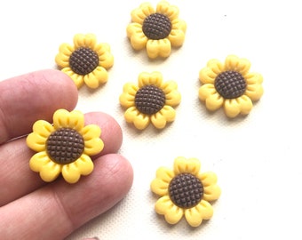 Yellow Sunflower Magnets, Thumbtacks, Pushpins, Back to School Teacher Gift, White Board Magnetic Calendar Décor, Fridge