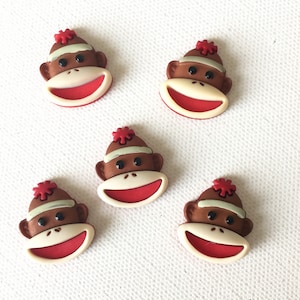 Sock Monkey Magnets, Brown, Grey, Fridge, Refrigerator, White Board, Magnetic Calendar, Pushpins, Thumbtacks, Office Décor