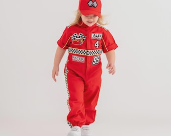 Disfraz de coche de carreras personalizado para cumpleaños de niños pequeños: disfraz de coche de carreras para niños, traje de corredor para bebés, disfraz de corredor para cumpleaños de Fast One
