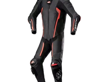 Mono de motociclismo Alpinestars Motogp para hombre: mono de piel de vacuno de grano superior, mono de motociclismo con personalización completa.