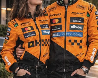 Chaqueta de carreras McLaren F1 – Chaqueta del equipo de automovilismo naranja papaya