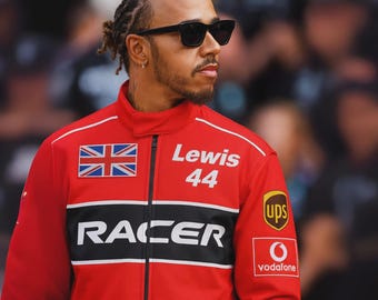 Chaqueta bomber de carreras personalizada: estilo vintage de automovilismo, nombre y número personalizados