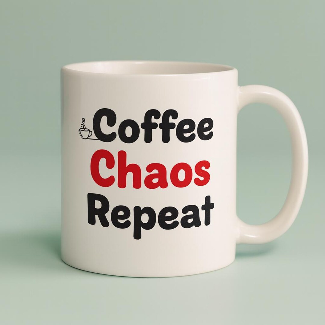 Morning Routine Mug Coffee Chaos Repeat Mug | Funny Coffee Cup | Morning Routine Mug | Gift ...