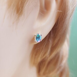 Pendientes de topacio Mercury-Mist, piedras preciosas semipreciosas, joyas hechas a mano, plata de ley, pendientes tipo botón