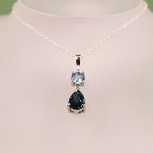 Topaz Silver Pendant, Natural, Sky Blue Topaz, London Blue Topaz, Semi Precious, Faceted, Gemstones, Handcrafted, Sterling Silver, Necklace