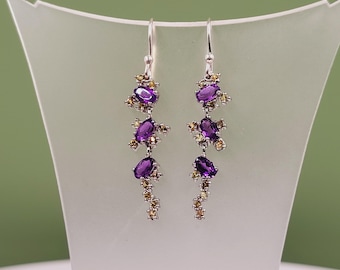 Boucles D'oreilles Dormeuses En Argent 925 Avec Péridot, Tanzanite, Grenat, Apatite - ROSEMIMOSA, Neuf