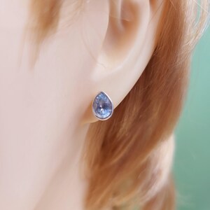 Topaz Pear-Shaped Studs, Sky Blue Topaz, Semi Precious, Handmade Gemstone Jewellery, Sterling Silver, Stud Earrings