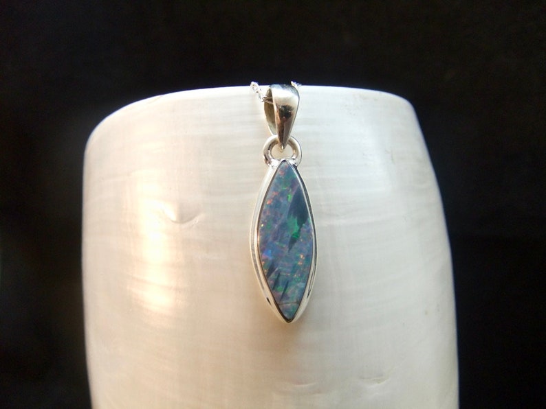 Australian Opal Doublet Gemstone Sterling Silver Necklace