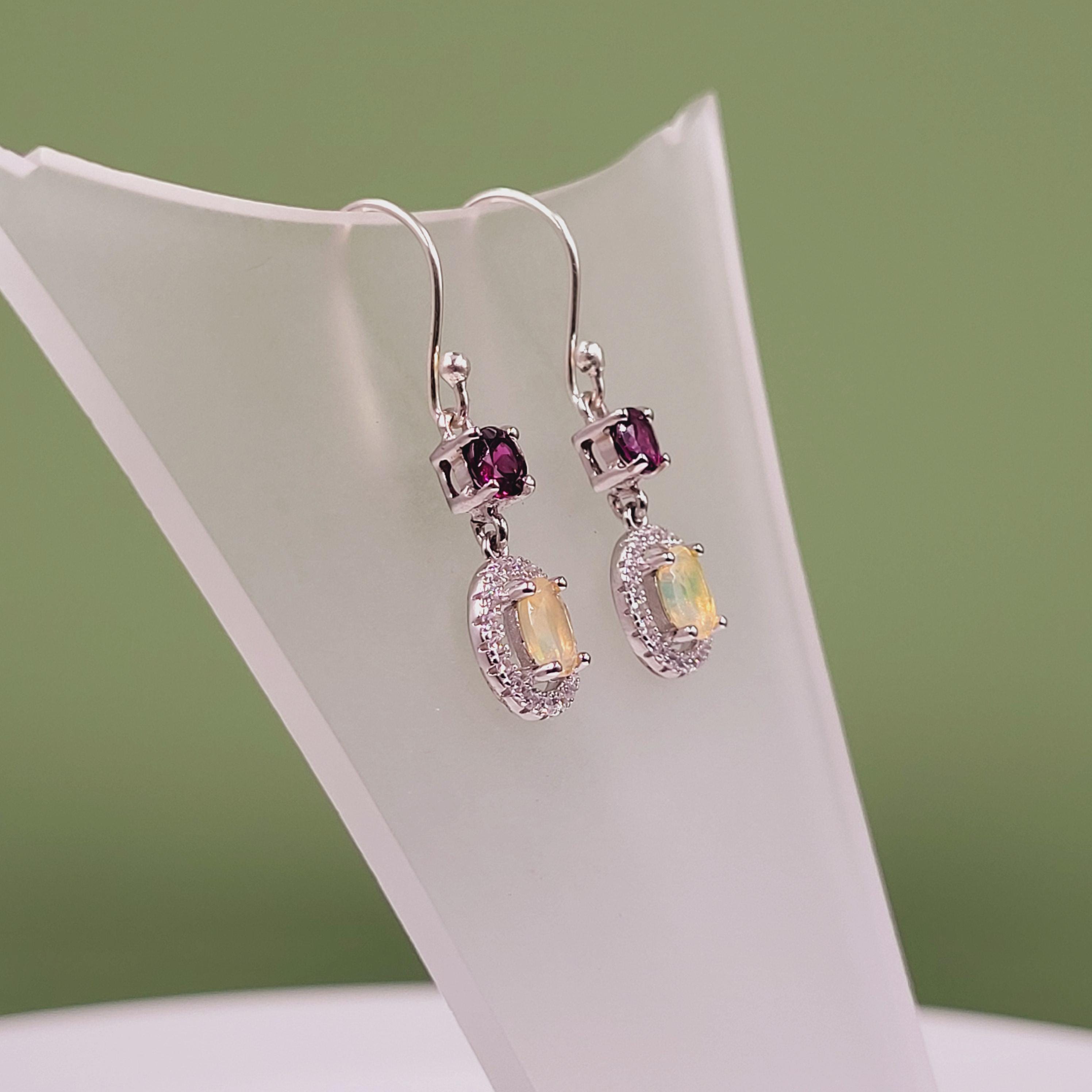 Boucle d'oreille crochet bijoux en argent sterling 925 avec opale