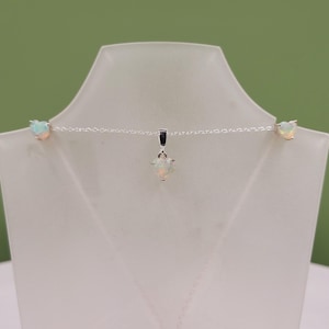 Conjunto de joyas de ópalo etíope, piedras preciosas semipreciosas naturales en forma de corazón, joyas hechas a mano, plata de ley, collar y pendientes