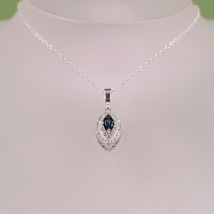 London-Blue Topaz Necklace, Sterling Silver, Semi Precious Natural Gemstone & Cubic Zirconia, Handmade Jewellery, Sterling Silver, Pendant