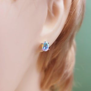 Pendientes de topacio Mercury-Mist, piedras preciosas semipreciosas, joyas hechas a mano, plata de ley, pendientes tipo botón