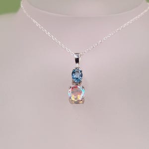 Topaz Silver Necklace, Blue Topaz, Mercury Mist Topaz, Semi Precious, Natural Gemstone Jewellery, Handcrafted Sterling Silver, Pendant