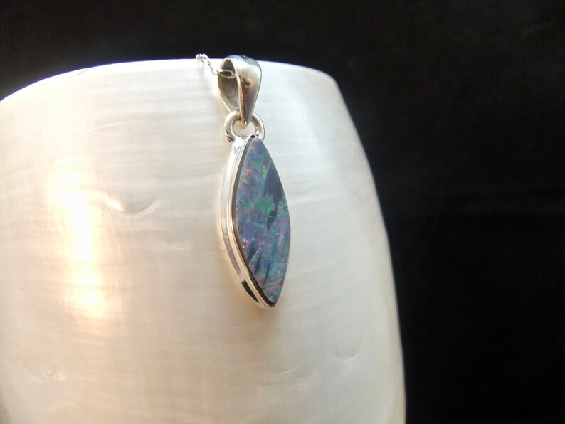 Australian Opal Doublet Gemstone Sterling Silver Necklace
