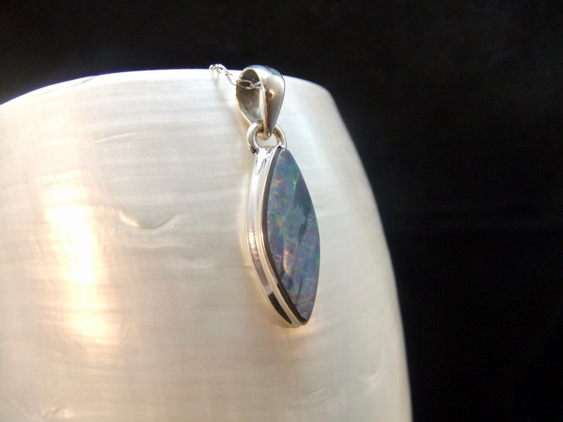 Australian Opal Doublet Gemstone Sterling Silver Necklace