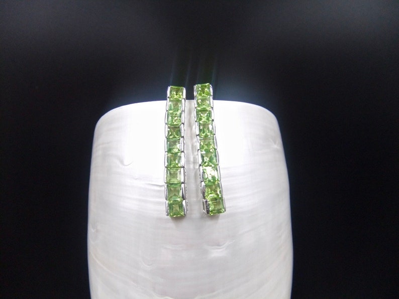 Studded Drop Earrings Sterling Silver Peridot