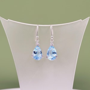 Pendientes colgantes de topacio, circonita cúbica, piedras preciosas semipreciosas, joyas hechas a mano, plata de ley, pendientes