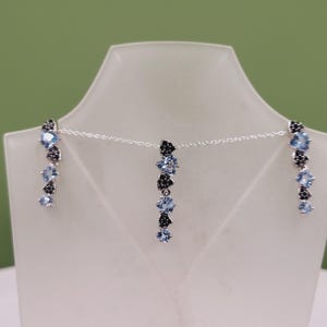 Sapphire Topaz Set, Sterling Silver, Sky Blue Topaz, Dark Blue Sapphire, Natural Faceted Trillion Gemstones,  Matching Earrings & Necklace