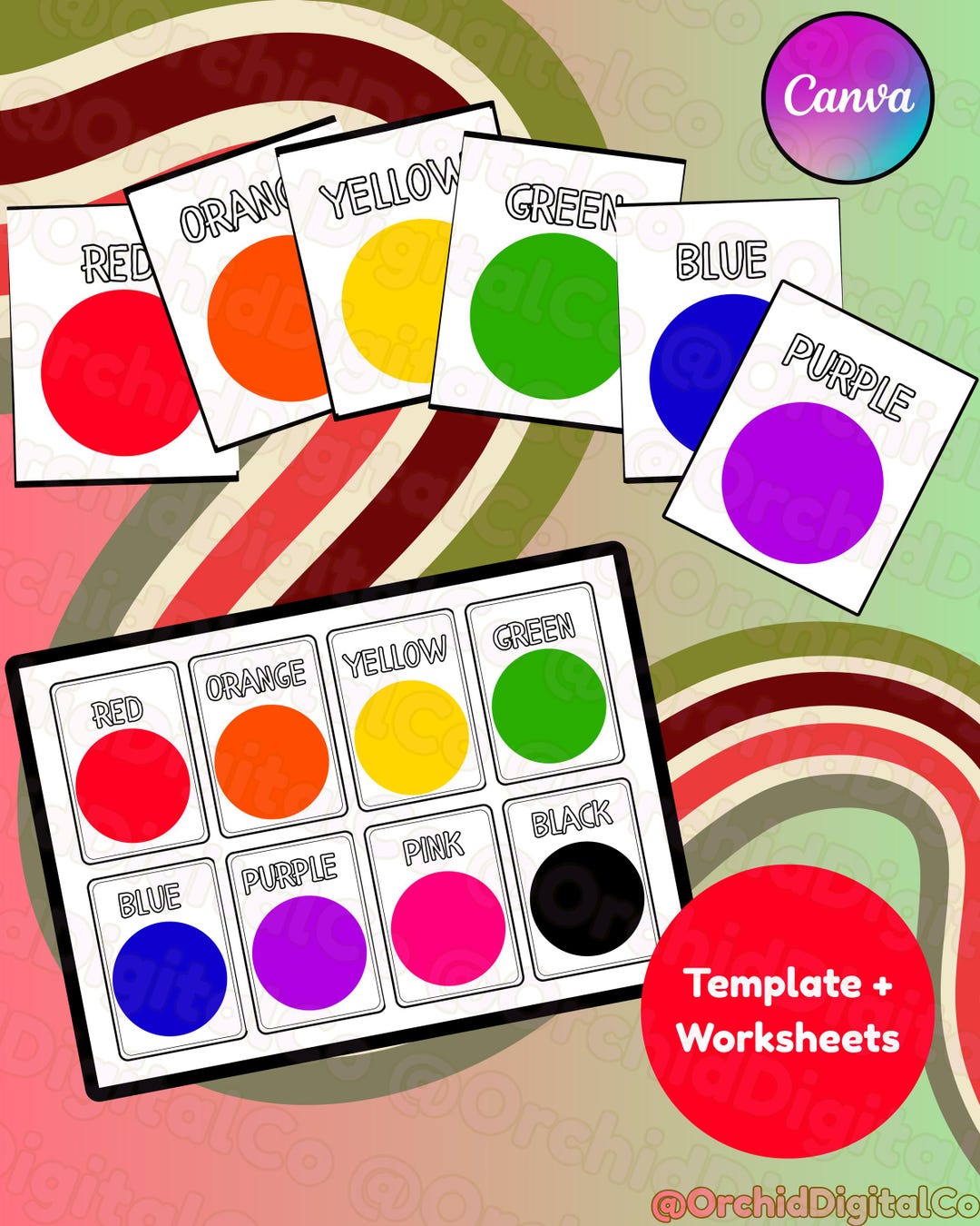 Colorable Color Flashcards Printable | Learn Basic Colors Worksheet - Etsy