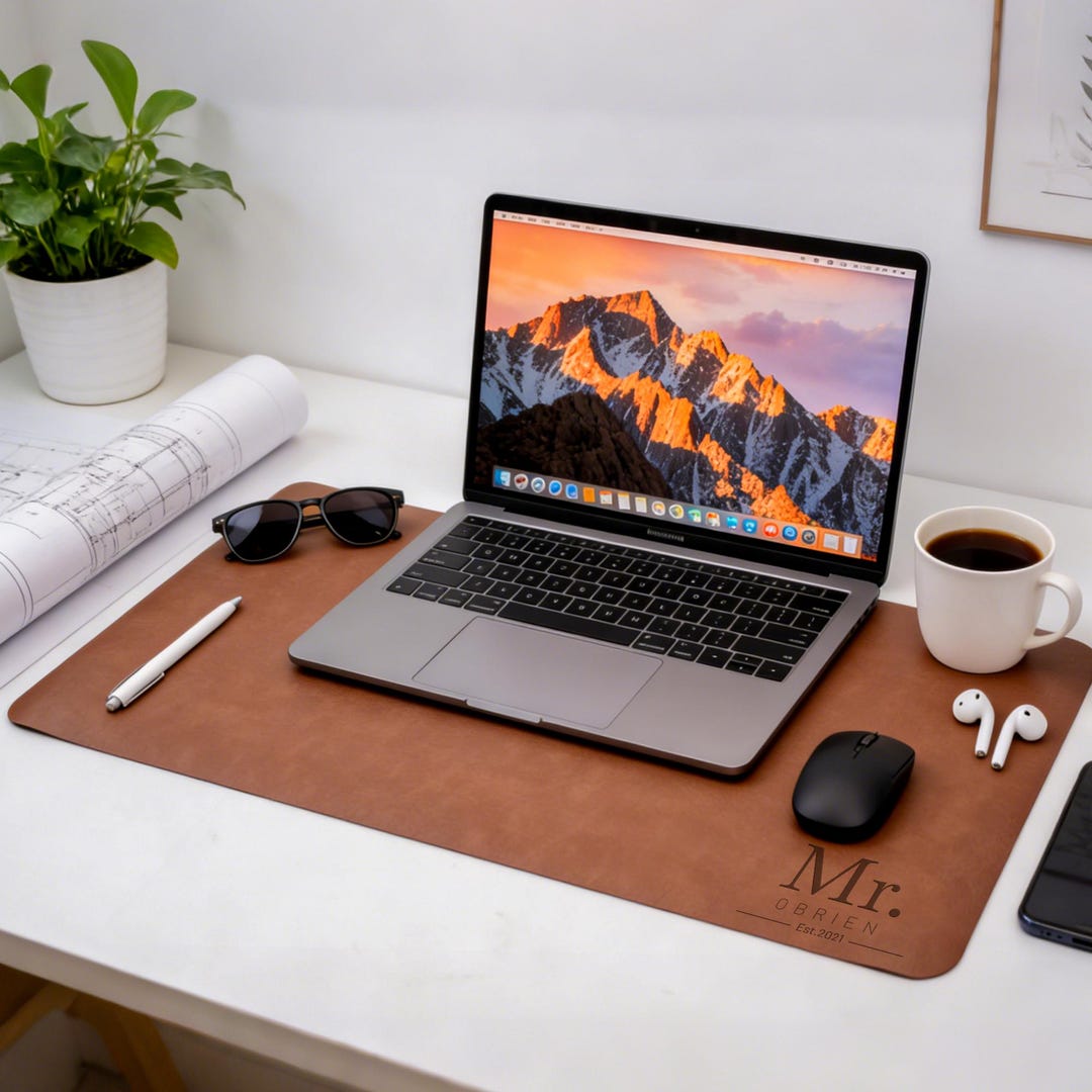 Custom Computer Desk Pad Custom Leather Desk Pad, Handmade Personalized Desk Blotter, Waterproof ...